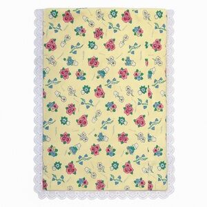 Vintage Floral Doll Blanket With Lace Trim